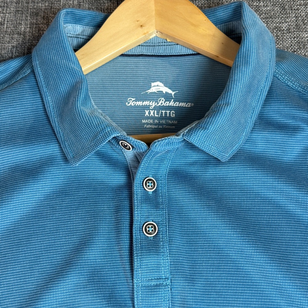 Mens Tommy Bahama Polo Shirt | Size XXL | Blue Tencel Blend Short Sleeve